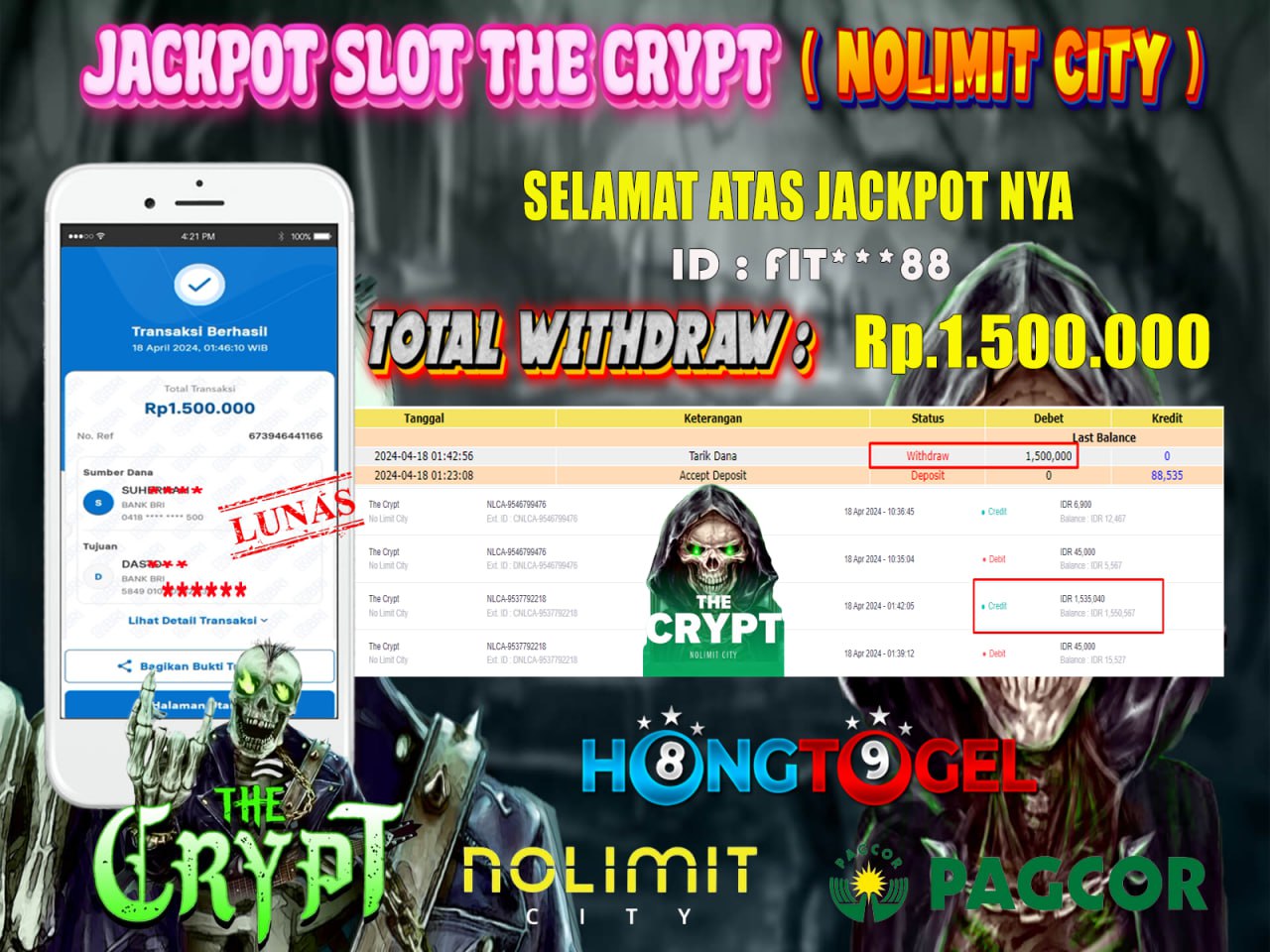 JACKPOT SLOT THE CRYPT ( NOLIMIT CITY )