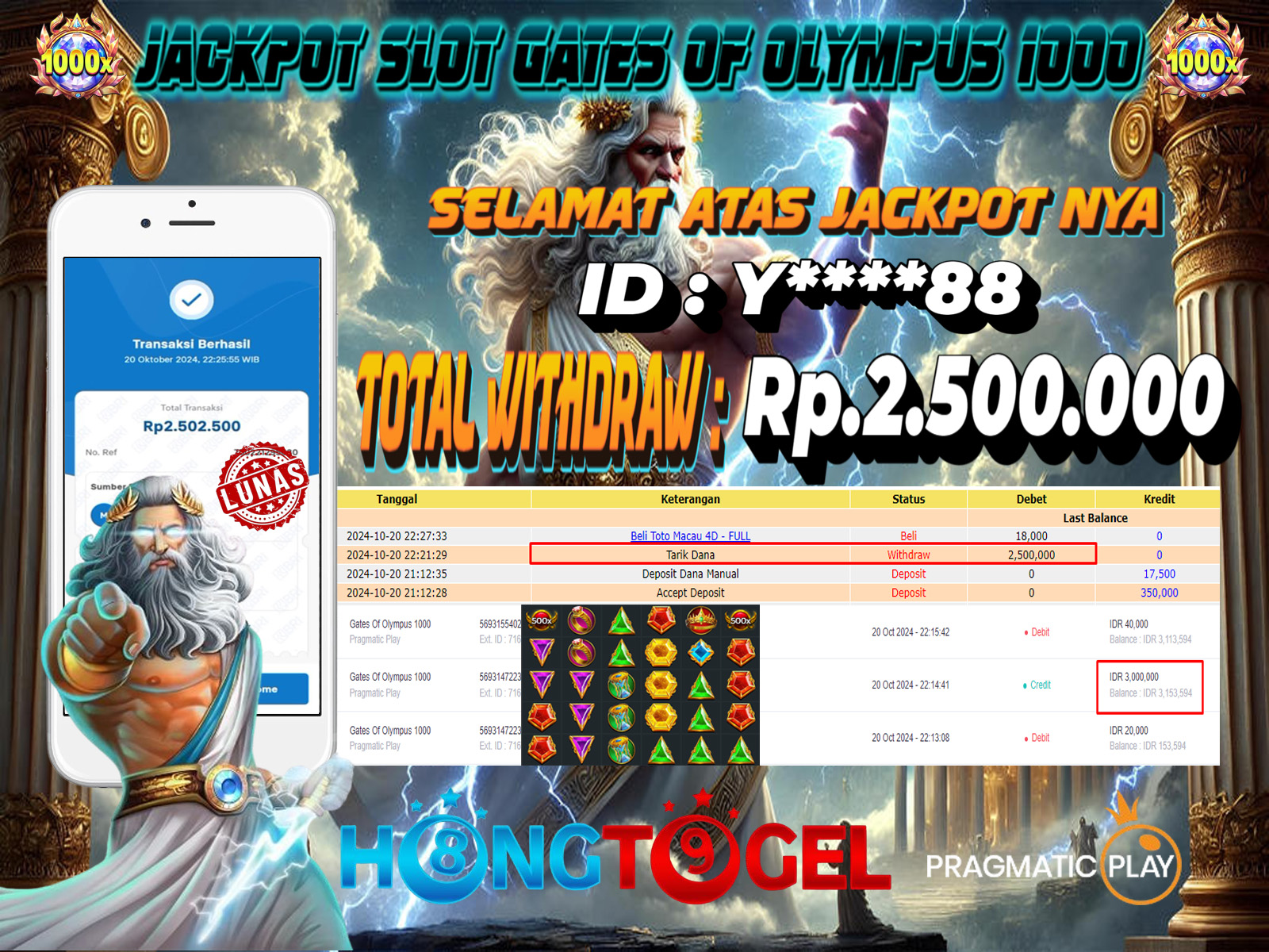 JACKPOT SLOT GATES OF OLYMPUS 1000