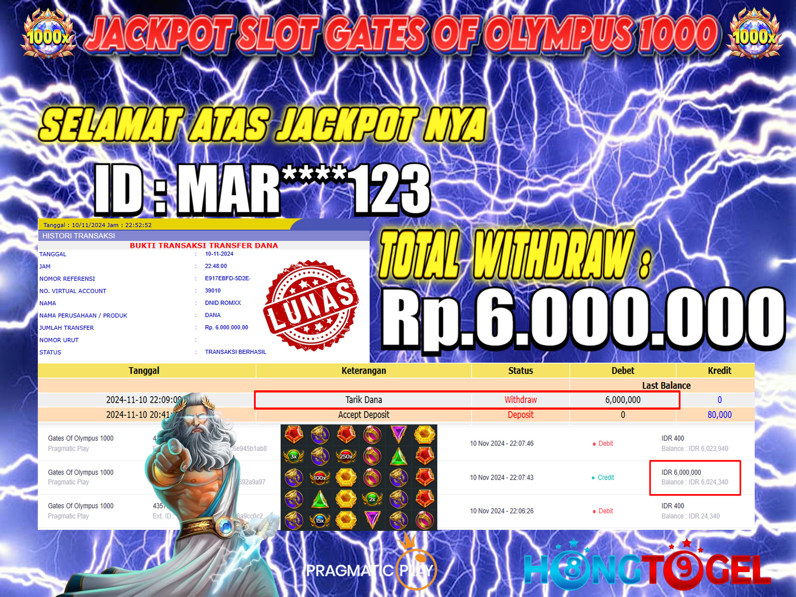 JACKPOT SLOT GATES OF OLYMPUS 1000