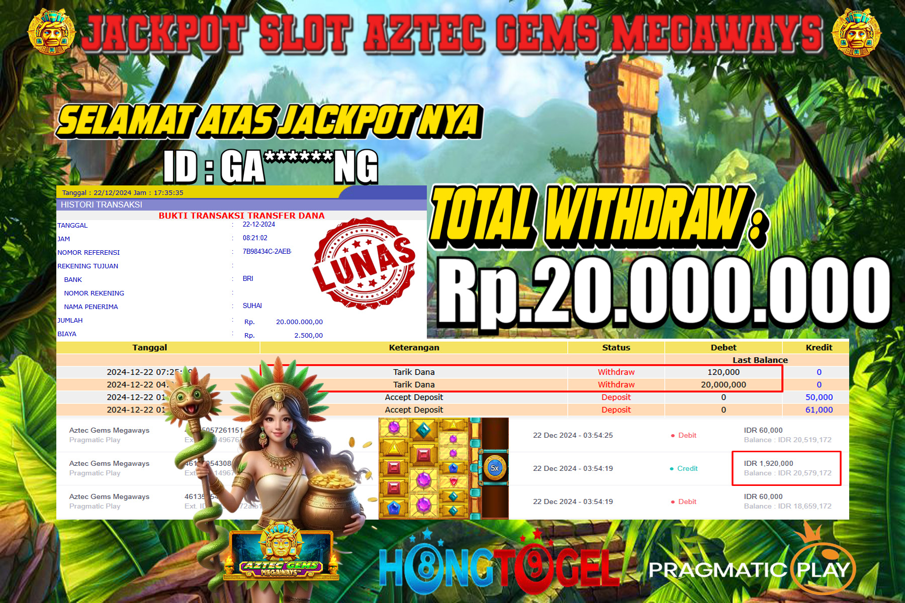 JACKPOT SLOT AZTEC GEMS MEGAWAYS