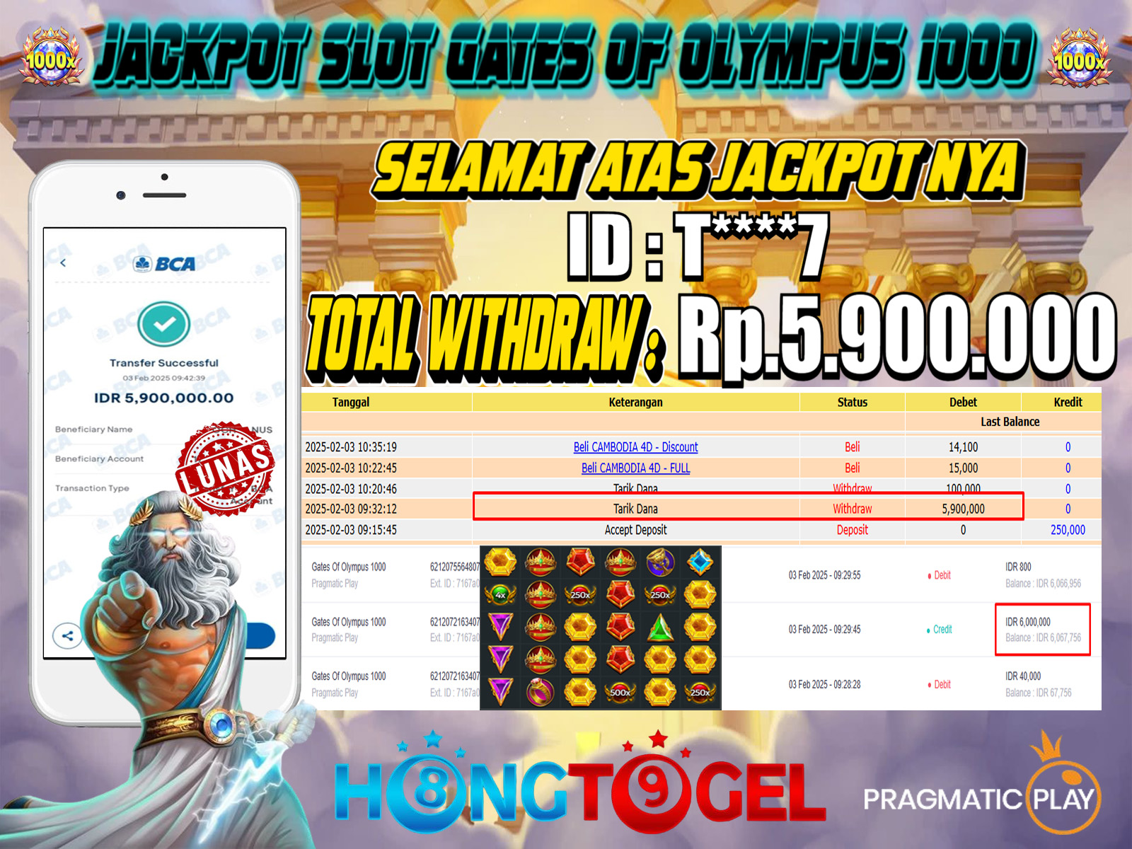 JACKPOT SLOT GATES OF OLYMPUS 1000