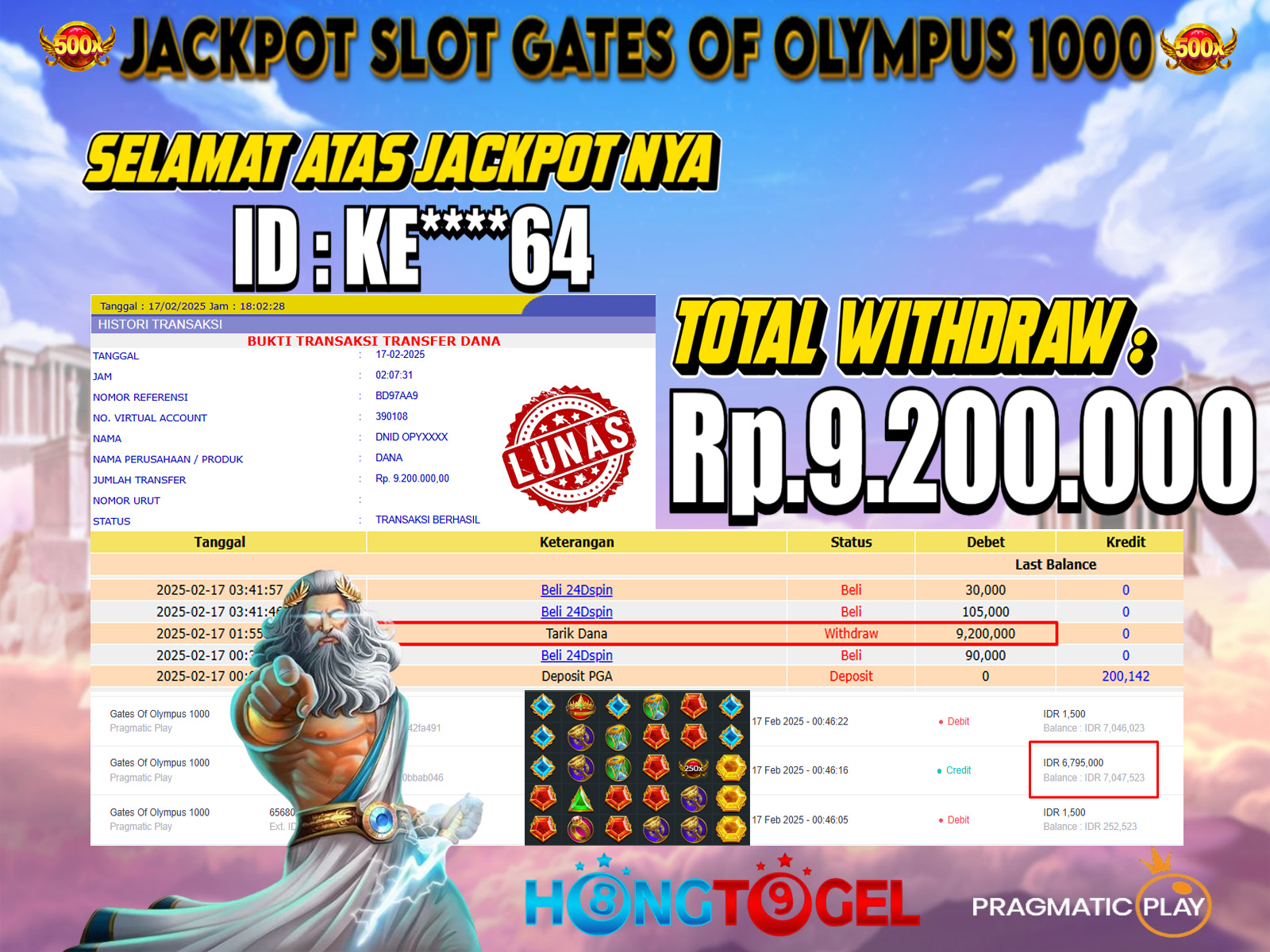 JACKPOT SLOT GATES OF OLYMPUS 1000