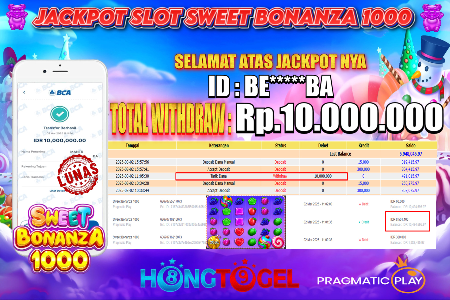 JACKPOT SLOT SWEET BONANZA 1000