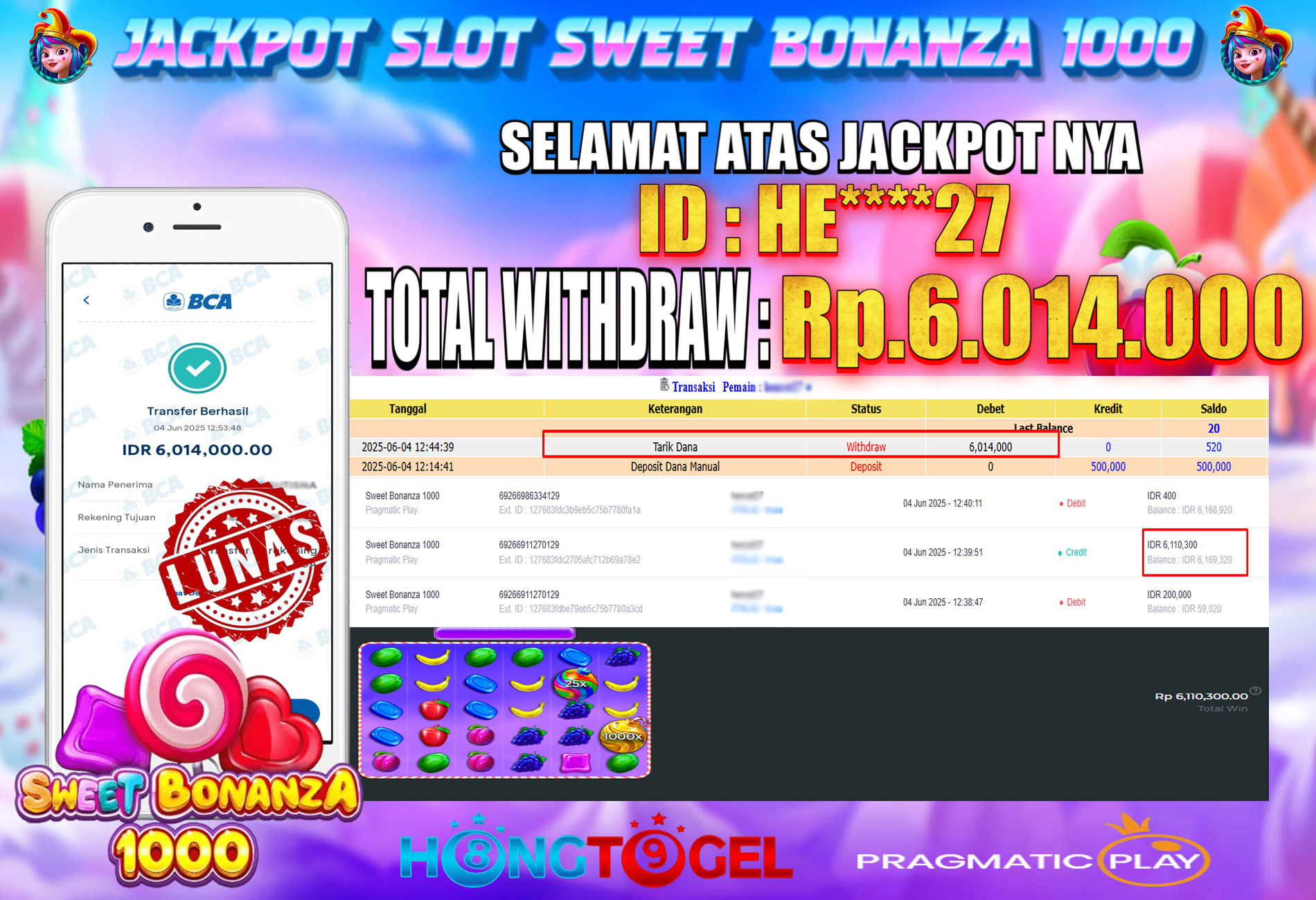 JACKPOT SLOT SWEET BONANZA 1000