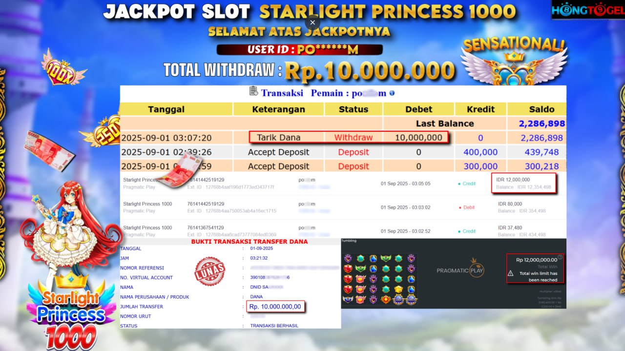 JACKPOT SLOT STARLIGHT PRINCESS 1000